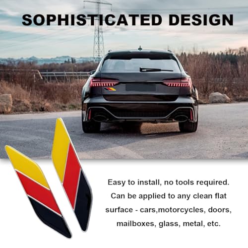 Image of 2 PCS 3D Tricolor Flag Emblem, Car Exterior Emblem Badge Sticker Decal, Vehicle Fender Bumper Decals, 3D Aluminum Declaration Badge for All Models, Universal Car Accessories (Germany)