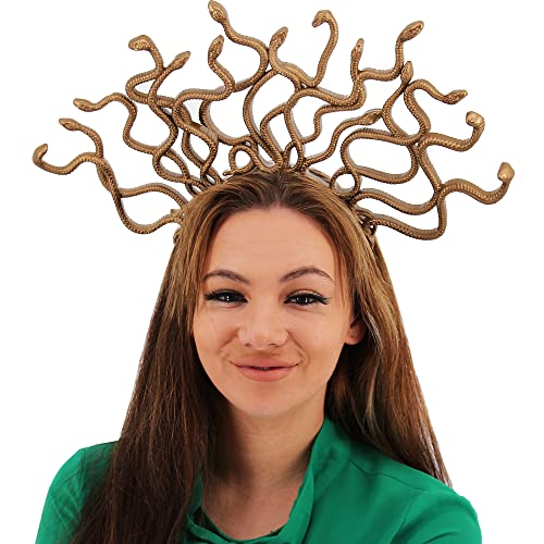 Pohotobooth Props Ltd A Mythical Medusa Snake Plastic Headband - one set, Gold Effect - Image 2