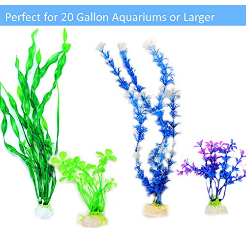 Otterly Pets Plastic Plants For Fish Tank Decorations Large Artificial Aquarium Decor And Accessories (Blue And Purple 8-Pack) #TOP5