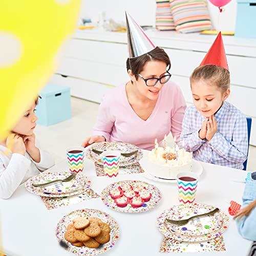 Minstely 96 Pcs Birthday Party Supplies (Serve 24), Happy Birthday Plates And Napkins For Birthday Party, Confetti Birthday Decorations #TOP5