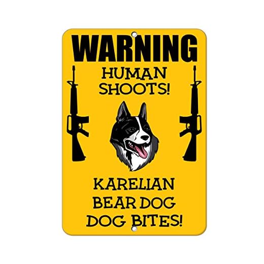 Karelian Bear Dog Dog Human Shoots Fun Novelty SignVinyl Sticker Decal 8"