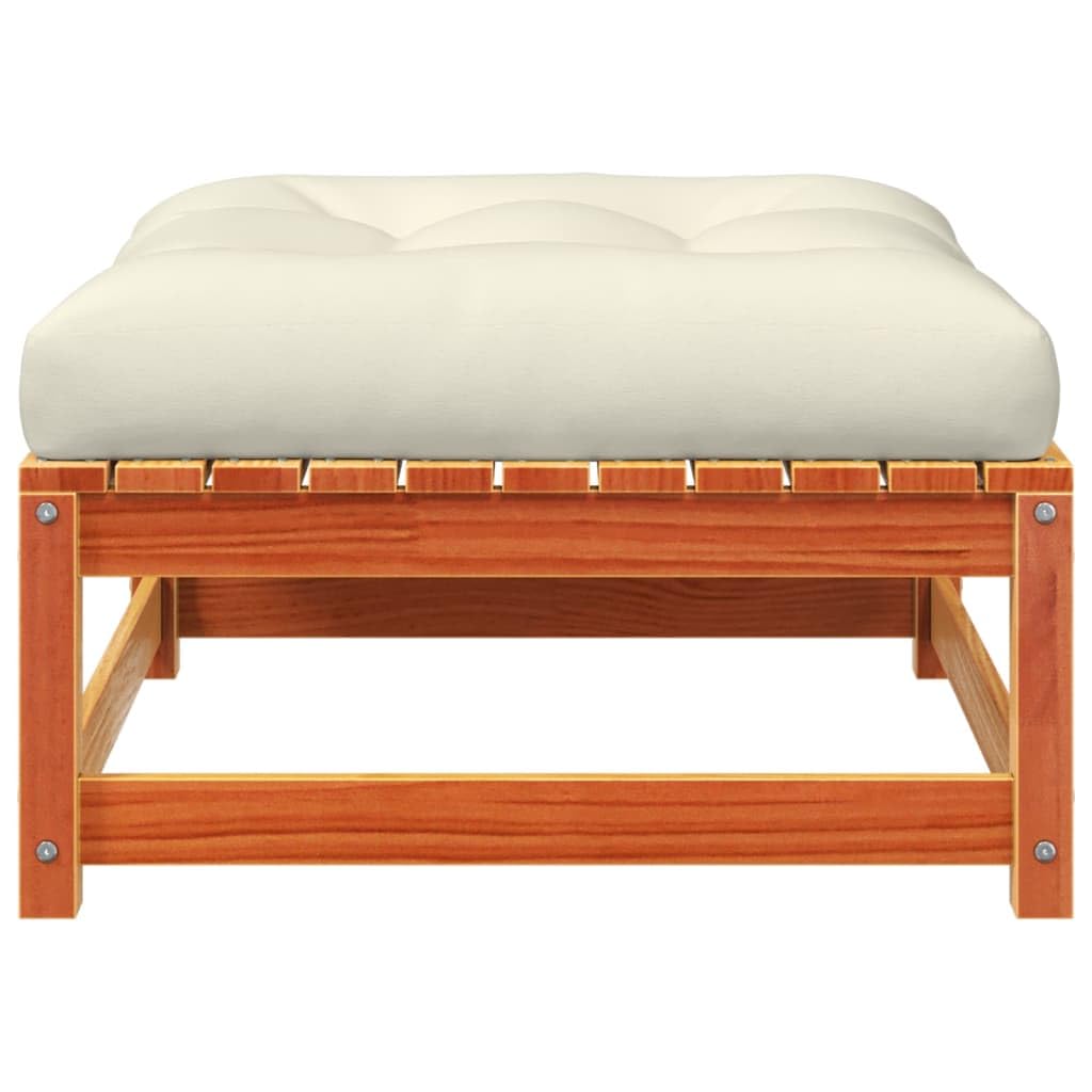 INLIFE Repose-Pieds de Jardin avec Coussins 2 pcs Bois Massif pinMeubles,Mobilier de Jardin,Sièges de Jardin,Éléments pour canapés modulables de jardin-42.61 lb-Brun-11297