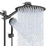 Shower Head Combo,10 Inch High Pressure Round Rain Shower Head with 11 Inch Adjustable Extension Arm