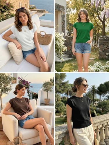 Image of UNCLECAT Short Sleeve Sweater for Women Knit Fall Pullover Tops