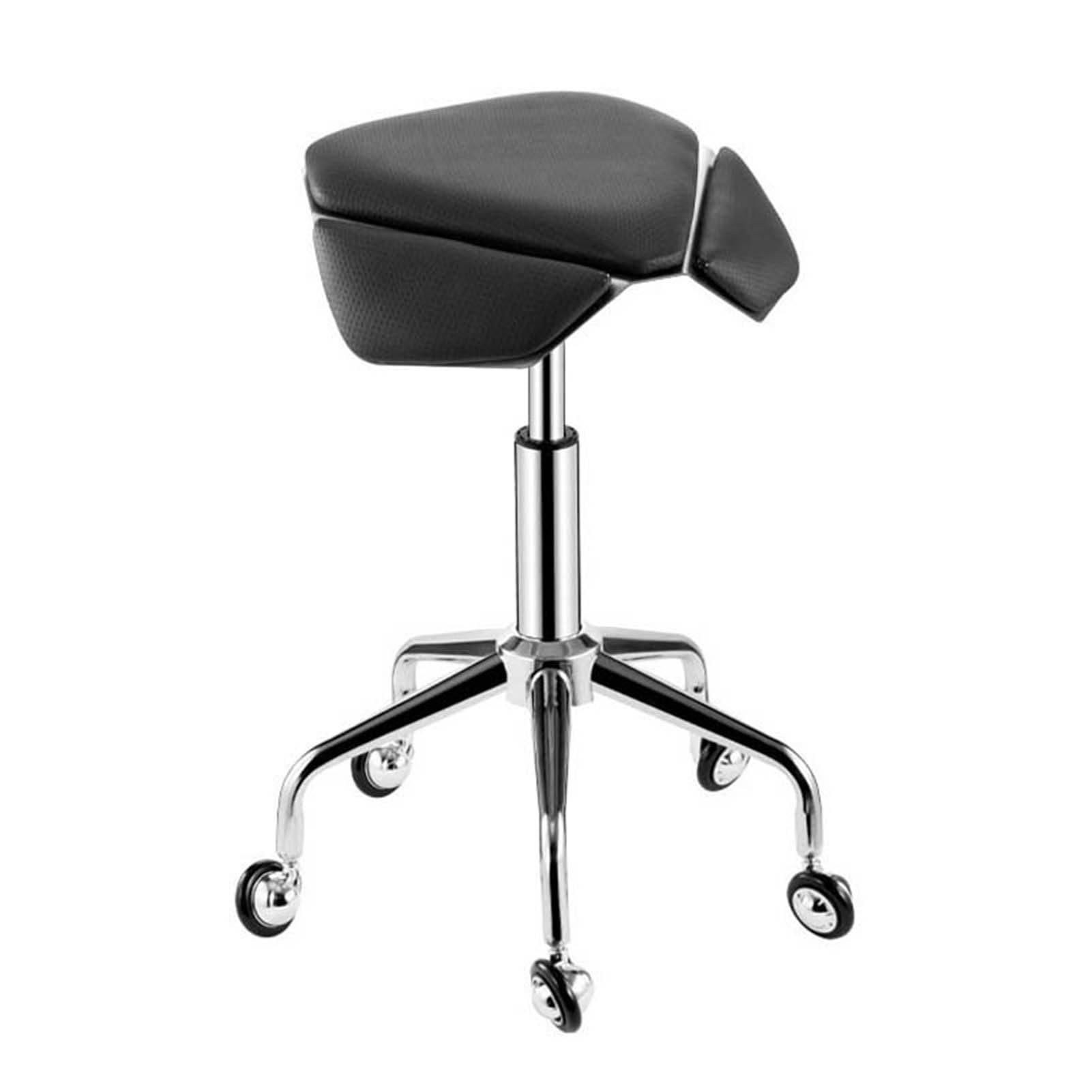 OZBMA Saddle Stool with Casters, 360° Swivel & Height Adjustable 52-67cm Ergonomic Perch Chair for Barber Shop, Office, Home, Heavy-Duty Salon (Black)