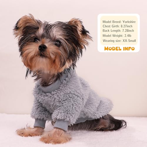 Dog Sweaters for Small Dogs, Warm Fleece Puppy Sweater for Teacup Yorkie Chihuahua Clothes Boy Male, Cute 2 Pack XXS Dog Clothes Winter Soft Pet Sweatshirt Apparel, Navy Blue+Grey - Image 4