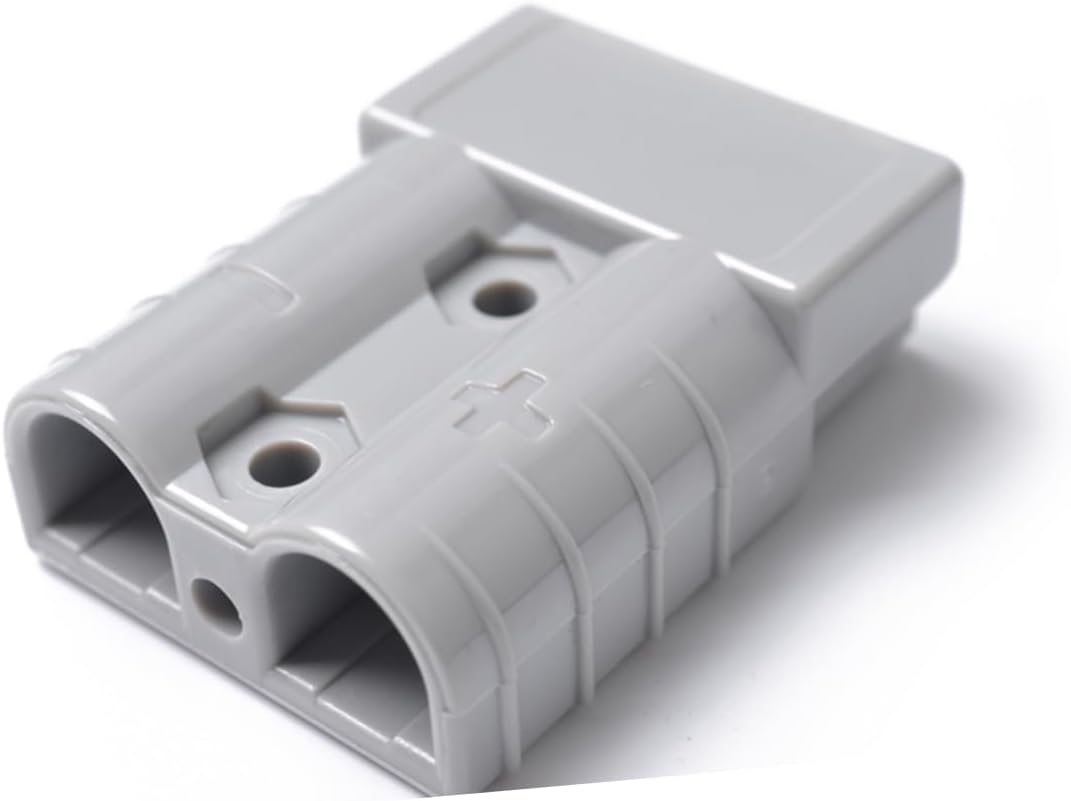 3pcs Power Connector Plug Double Pole Quick Connect Disconnect for Forklifts Trailers Winches Includes Protective Cover Durable Polycarbonate Shell Reliable Plated Grey