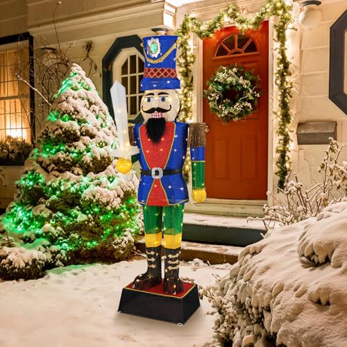 Nussknacker Figur 150 cm 26 GOPLUS 184cm LED Nussknacker Figur groß, beleuchteter Nussknacker...