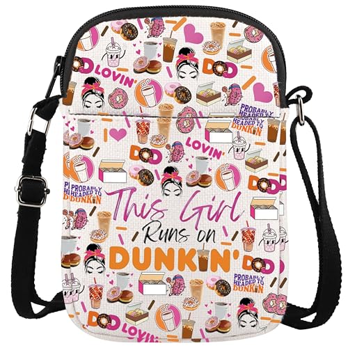 WCGXKO Donut Coffee Gift Donut Crossbody Bag Gift Coffee Donut Lover Messenger Bag (on DUNKIN CR)