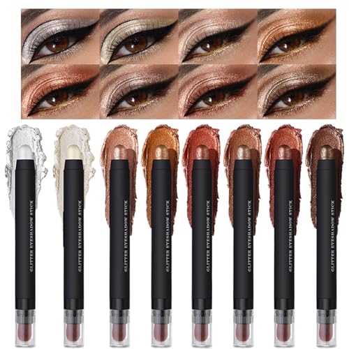 manhegari Lápiz de sombra de ojos, juego de 8 lápices cremosos para sombra de ojos, iluminador cremoso Kajal Beauty Set de cosméticos para mujeres y niñas maquillaje vacaciones