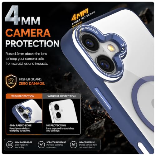 Image of Pikkme Back Cover for iPhone 17 | Shockproof | Mag-Safe Compatible | Hard Transparent Back | Premium Raised Camera Protection | Bumper Case (Blue Mag-Safe)