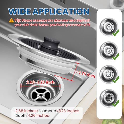 Colador para desagüe de fregadero de acero inoxidable 3 en 1 miniatura 2