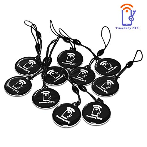 10 x NFC Keyfob/NXP Ntag 215 NFC Tags/Amiibo Stesso Chip/Kit in Resina di Cristallo/per Tutti i telefoni NFC e Lettori di schede/Classic Black-TimesKey