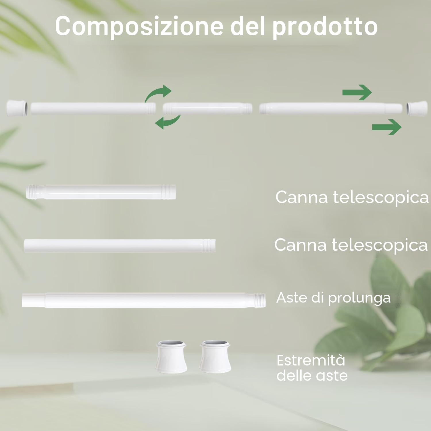 1 asta per tende estensibile senza fori per tende, cucina, armadio, non sono necessari attrezzi 69-90 cm, color argento
