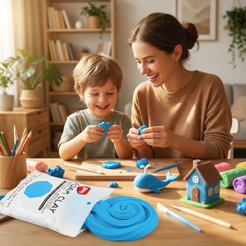 Image of BOHS Sky Blue Modeling Foam Clay - 1.1 Lbs, Squishy,Soft, Air Dry -for Flower Mirror,Cosplay,Fake Bake, Slime Supplies-500g (Pack of 3)
