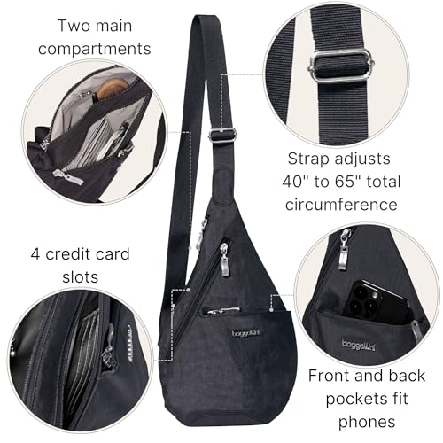 Image of Baggallini Mini Sling - 12x7 Sling Crossbody Bag Backpack with Adjustable Shoulder Strap