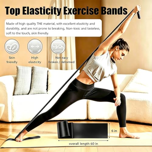 Image of Resistance Bands for Home Workout,Long Exercise Band for Physical Therapy | Non-Latex 59inch Elastic Fitness Bands for Yoga,Pilates,Gym,Travel, Home Exercise Equipment for Women,Men,Pregnant,Seniors