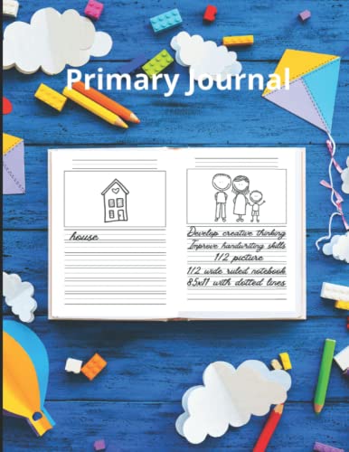 Primary Journal Grades K-2 Story Tablet K-2 - Draw and Write: Dotted Mid Line, Primary -Tablet, Half...