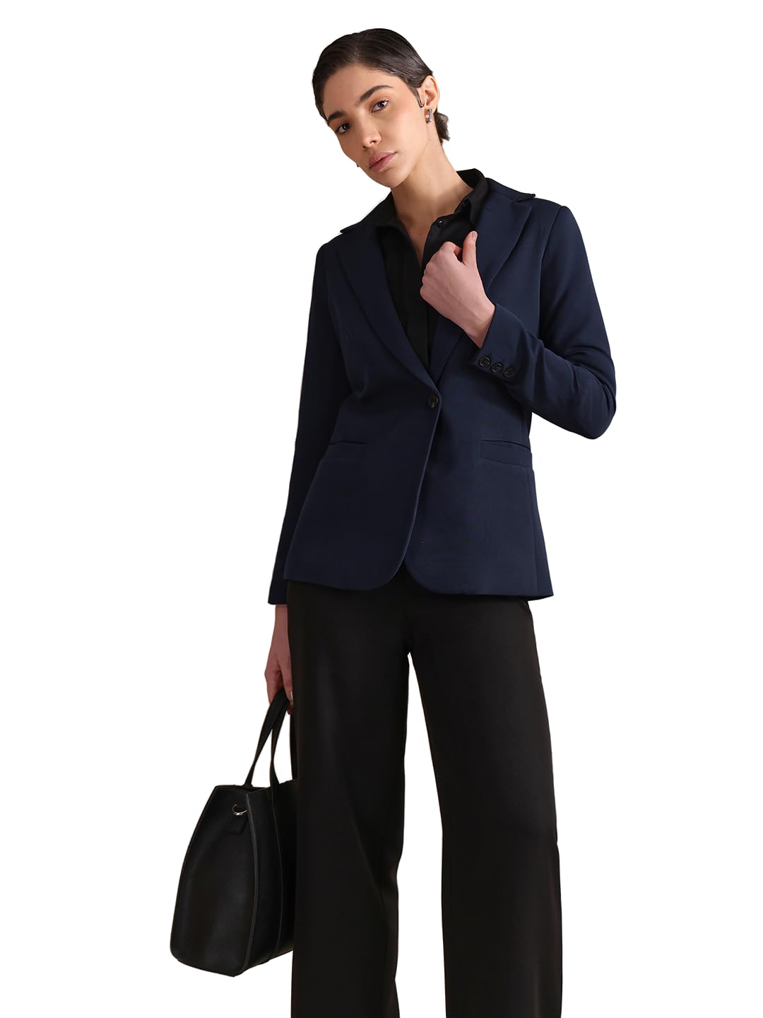 fablestreet Women Coat | Tailored Fit Notch Lapel Solid Design | Premium Polyester Fabric & Smooth Texture for Business Casual & Work Settings-picture-19