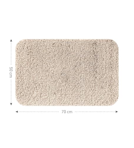 Image of Obsessions Ultra-Absorbent Quick-Dry Bath Mat | 1400 GSM Polyester | Soft, Non-Slip & Fast-Drying Bathroom Rug for Safety & Comfort | 50 x 70 cm | Light Beige