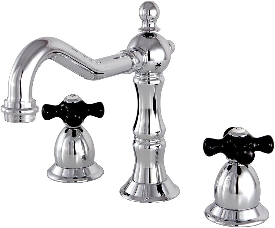 Kingston Brass KS1971PKX Heritage Widespread Bathroom Faucet with Brass Pop-Up Drain, 7-1/2-Inch, Polished Chrome