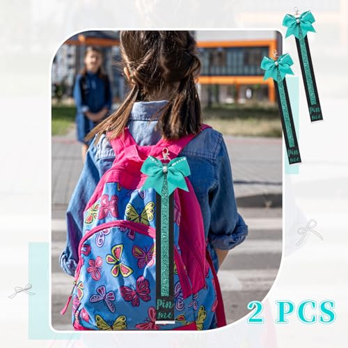 DEEKA 2 PCS Cheer Pin Strap Pin Me Ribbon for Backpack Glitter Cheerleader Keychain Cheer Gifts Bow Holder4