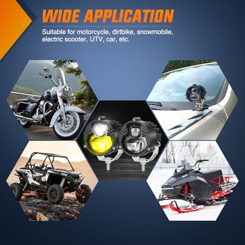 Image of Nilight Motorcycle Driving Lights 2.7 inch White Amber Spot Beam Fog Light LED Pods IP67 Waterproof Auxiliary Offroad Lighting for Motorbike Dirt Bike e-Bike Scooter Snowmobile ATV UTV SUV Truck
