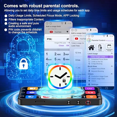 144GB MP3 Player with Bluetooth and WiFi, Parental Control 4" Full-Color Touch Screen MP4 Music Player with Spotify, Amazon Music, Libby, Smart Android Mainstream Media MP3 Player for Kids, Black by Ninsiden - Image 4