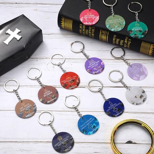 Image of Janmercy 120 Pcs Acrylic Christian Keychain Bulk Floral Bible Verse Keychain Religious Scripture Jewelry Gifts for Women Men