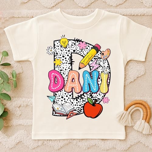 NAZENTI Custom Kids Name Back to School Shirt, First Day of School Kindergarten Shirt, Back to School Gift Tee for Boys Girls2