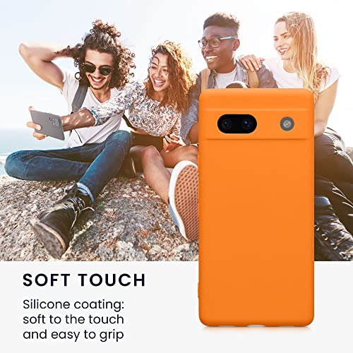 kwmobile Case for Google Pixel 7a Case - Protective Slim TPU Phone Cover - Soft Matte Finish - Fruity Orange - Image 4