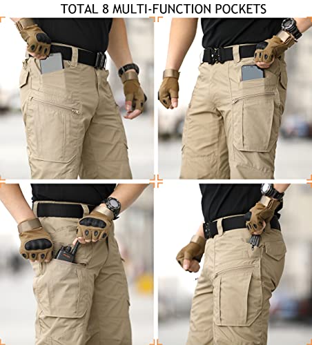 CARWORNIC Herren Outdoorhose Taktische Hose Cargohose Für Herren Schwarz Khaki Arbeithose wasserdichte Armee Militär Hose Frühling Herbst Kampfhose
