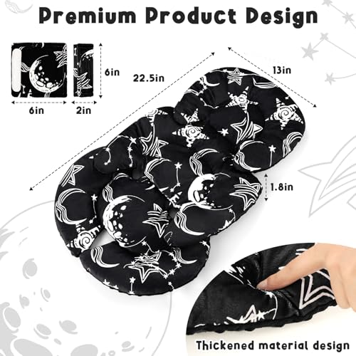 Image of GFU Infant Car Seat Insert Head and Body Support, Reversible Newborn Insert for Carseat with Strap Pads, Soft Stroller Cushion Pillow Insert for Boys and Girls, Fits for Stroller, Swing, Black Star