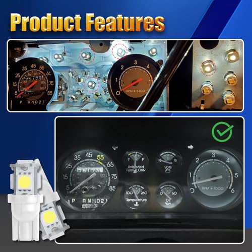 2PCS 194 LED Bulb Luz Placa T10 W5W 12V 5SMD 5050 Blanca miniatura 5