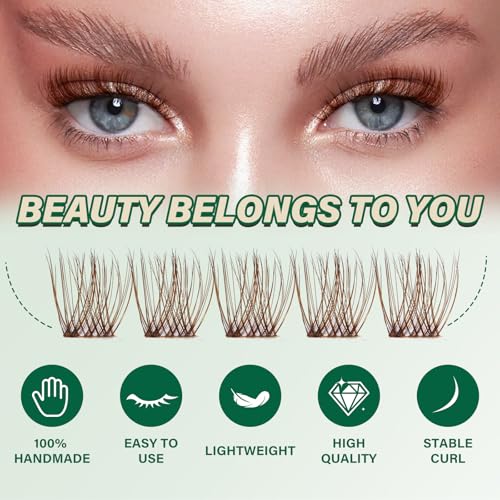 Image of KEYYOU Brown Lash Clusters 3D Wispy D Curl Individual Lashes 8-18mm MIX