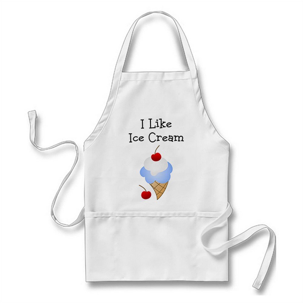 Julyou I Like Ice Cream (Boy) Apron for Women Men, White