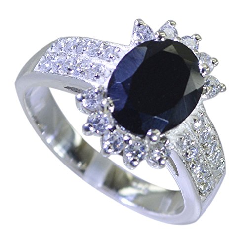 Bague fiançailles argent onyx noir femme pierre précieuse ovale taille I à S