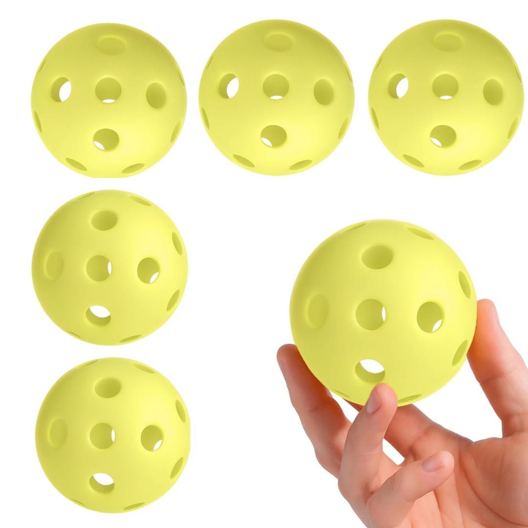 Pick'all Pickleball Balls 6 -Pack - Premium One Piece Construction - 40 Machine Drilled Holes - High Visibility Neon Yellow - Outdoor Play - Compatible with All Pickle Ball Rackets-image-24