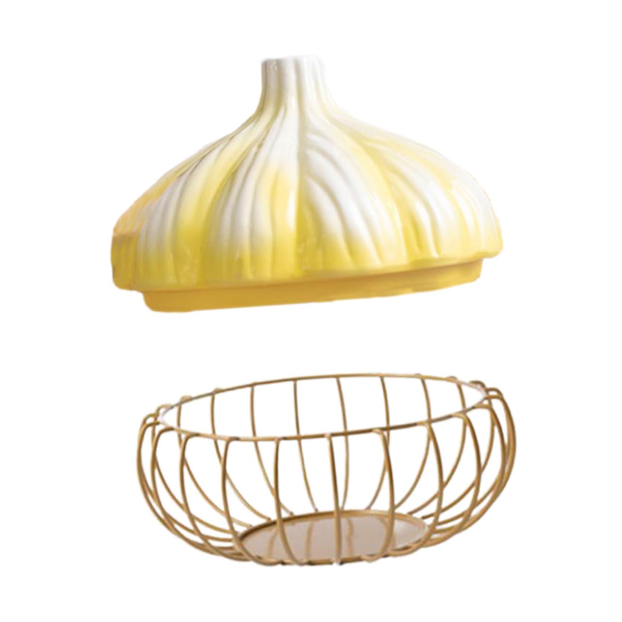 GRIRIW Kitchen Garlic Holder Multi Function Egg Basket and Storage Container for Fruits Vegetables and Garlic Compact Design with Stylish and Stripes