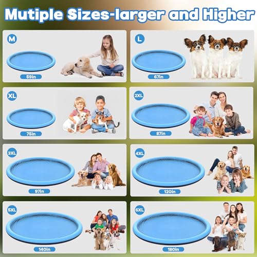 CACSPS 67 inch Non-Slip Splash Pad for Kids and Dog, Thicken Sprinkler Pool Summer Outdoor Water Toys, Extra Large Backyard Wading Pool for Children Boys & Girls or Pet Dog (Blue) - image 2