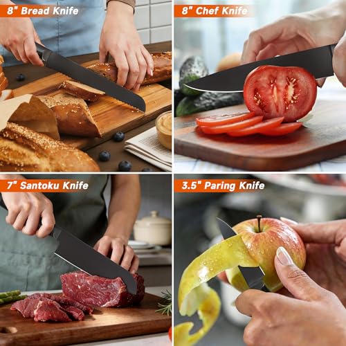 6 Pieces Knife Set with Foldable Magnetic Knife Block, Japanese Knife Sets, High-Grade 5CR - image 6