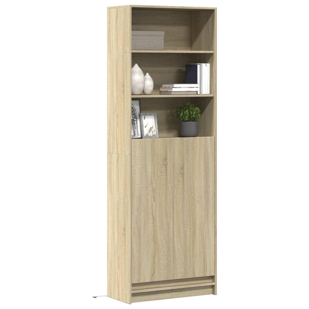 Cabinets & Storage,Buffets & Sideboards,Highboard with LED Sonoma Oak 69x32.5x200 cm Engineered Wood