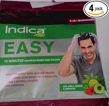 Indica Easy Mini Hair Color Burgundy, 18ml [Pack of 4]