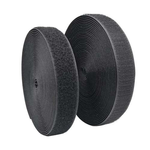 Sew On Hook and Loop Tape 8m x 25mm Fabric Fastener Tape for Sewing Reusable Adjustable Closure for Clothing Curtains and DIY Repair Cut to Length No Adhesive Backing