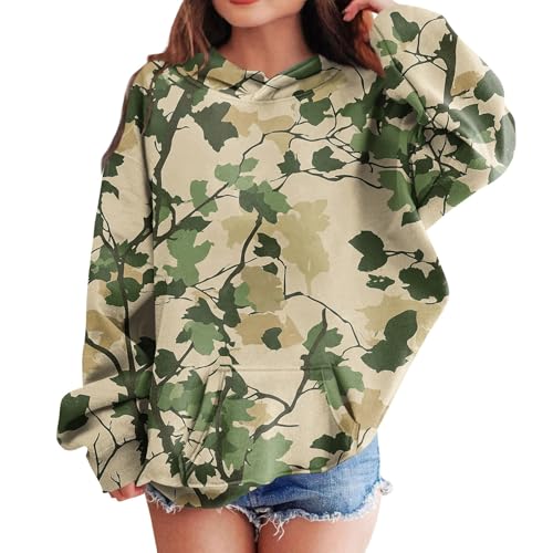 GOFULY Camo Hoodies For Teen Girls Oversized Long Sleeve Sweatshirt Hooded Cute Y2K Hoodie Teen Outfits 2-14 Years