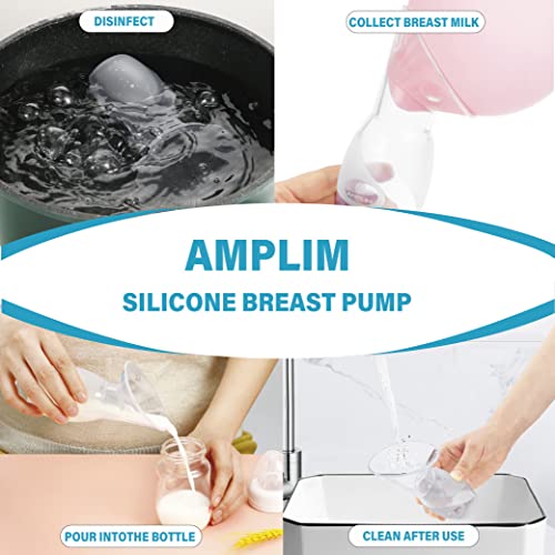 Amplim Gen-2 Silicone Breast Milk Collector | 1-Pack Food Grade Travel Manual Breast Pump With Breastfeeding Milk Saver Stopper | Fsa Hsa Eligible, Bpa Pvc Lead And Phthalate Free | 4Oz/100Ml Blue #TOP5