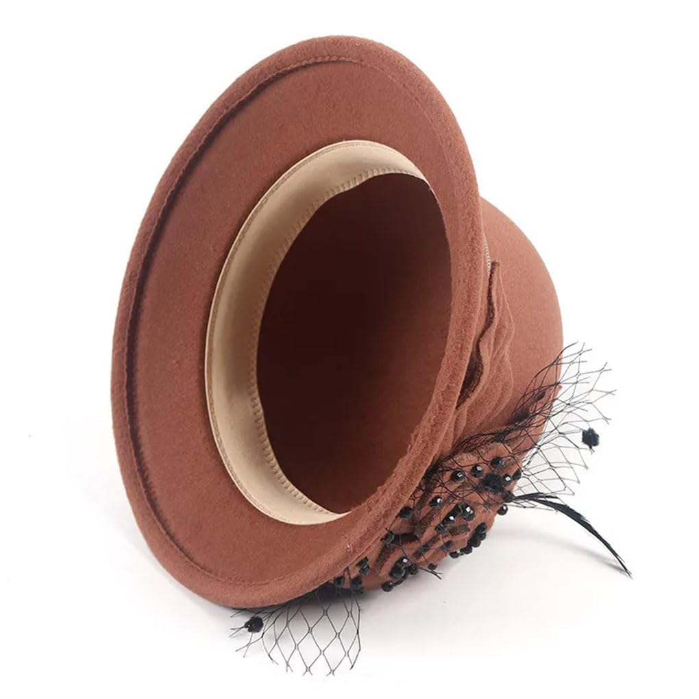 SaoBiiu Lusso Fedoras Cappelli Donne Autunno Lana Bombetta Inverno Matrimonio Fedora Cappello Floreale Chiesa Fascinators Elegante Feltro Cap