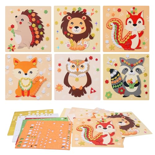 LAMEK 12 Herbst Tier Bastelsets für Kinder Herbst Klebepunkt Basteln Set...