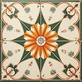 Floral Peel and Stick Floor Tiles, 10 Pcs 12x12 Inch Geometric Symmetry Vintage Style, Removable Self Adhesive Vinyl Flooring for Kitchen Bathroom Living Room Entryway Home Decor