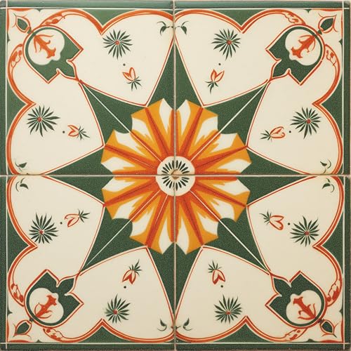 Floral Peel and Stick Floor Tiles, 10 Pcs 12x12 Inch
